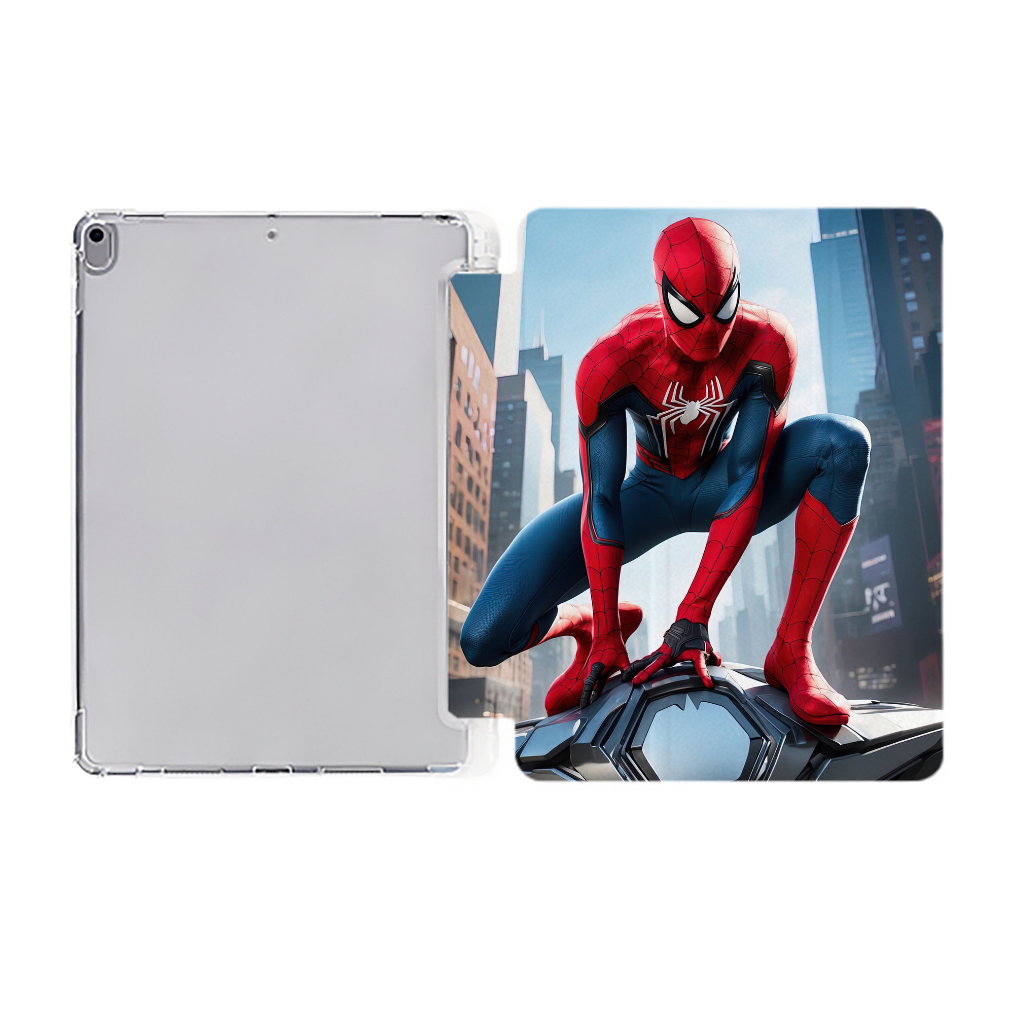 （画像用） Spider Man スパイダーマン IPad ケース ペン収納付き 三つ折りスタンド PUレザー×シリコン 対応機種9.5/10.5/10.9インチ
